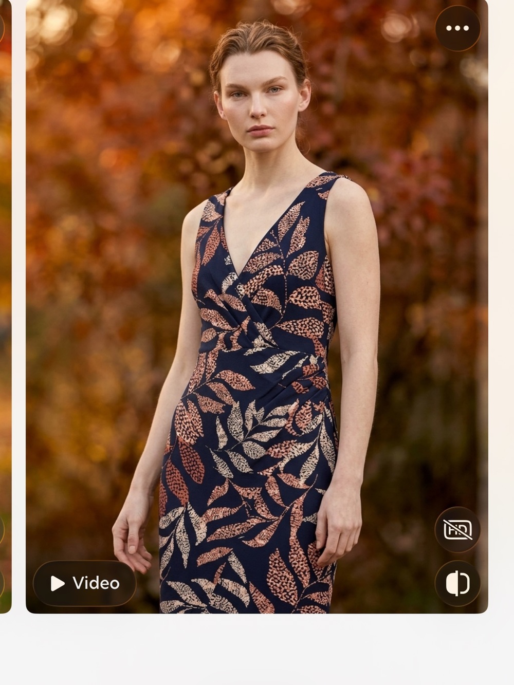 Perfect Fall Guess Sleeveless V-Neck Leaf Print Mini Dress in Black, Rust, Cream